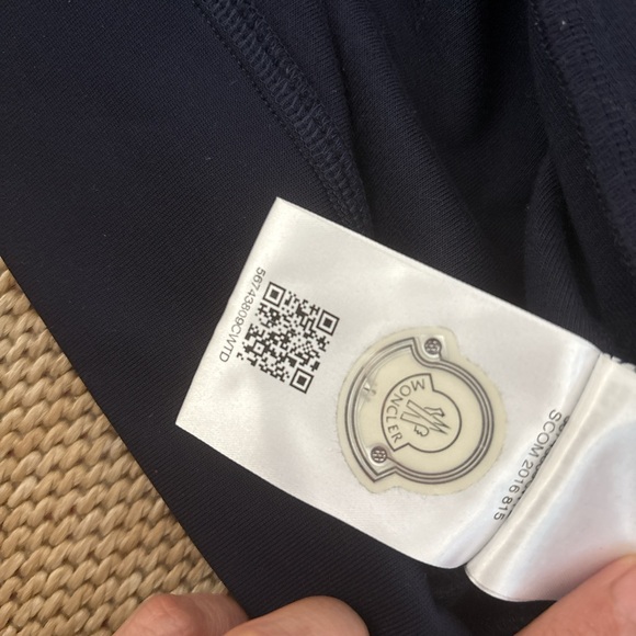 Moncler Navy Zip-Up Sweater with Red and White Accents - Picture 2 of 6